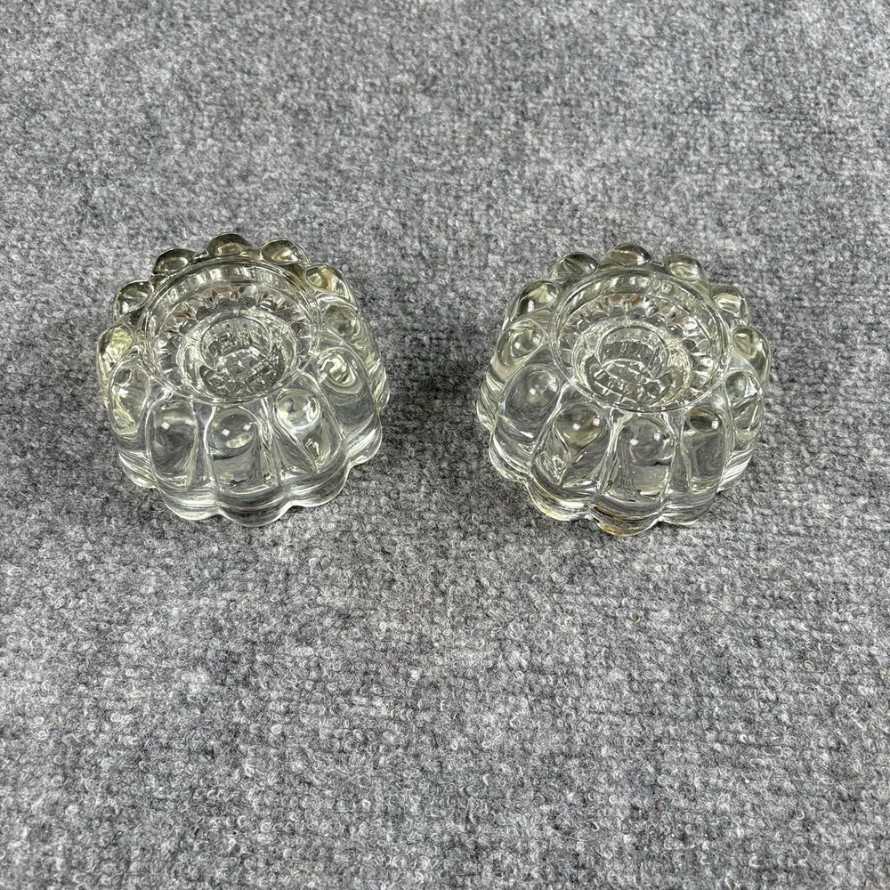 Vintage Princess House Pair of Reversible 3-Way Ribbed Crystal Candle Holders‎